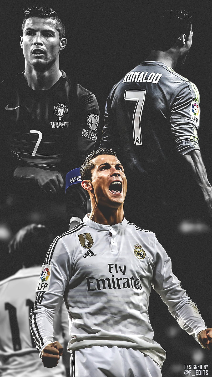Cristiano Ronaldo Real Madrid and Portugal Soccer Player Celebration Collage Wallpaper HD phone wallpaper