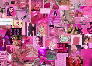 Hot Pink Baddie Aesthetic Collage with Bratz and Barbie References HD wallpaper
