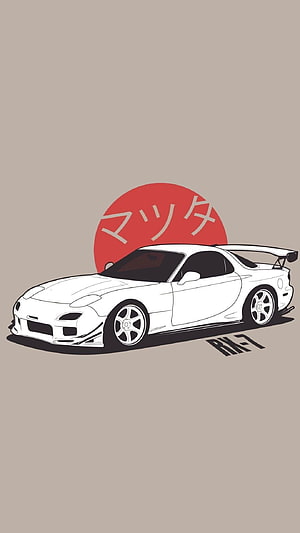 Mazda RX-7 FD3S Minimalist Vector Art Wallpaper HD phone wallpaper