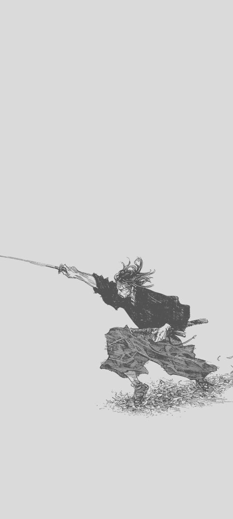 Dynamic Sketch of a Samurai Warrior in Mid-Strike with Katana HD phone wallpaper