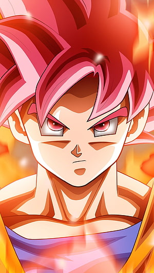 Goku Super Saiyan God Rose Anime Character Portrait Wallpaper HD phone wallpaper