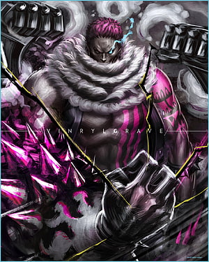 Charlotte Katakuri Dark Fantasy Illustration with Crystal Armor and Purple Energy HD phone wallpaper