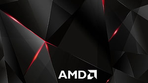 AMD Ryzen Gaming Logo on Dark Geometric Background with Red Light Accents HD wallpaper