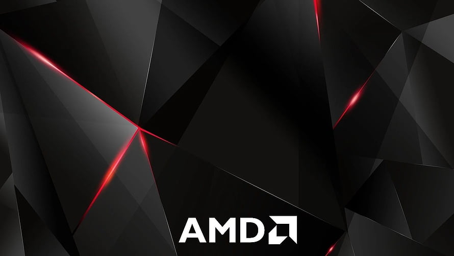 AMD Ryzen Gaming Logo on Dark Geometric Background with Red Light Accents HD wallpaper