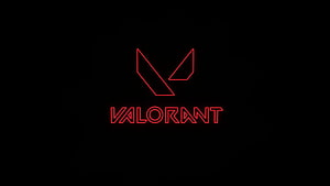Minimalist Red Neon Valorant Logo on Black Background HD wallpaper