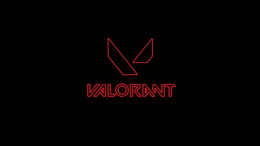 Minimalist Red Neon Valorant Logo on Black Background HD wallpaper