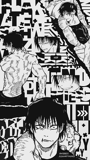 Toji Fushiguro Jujutsu Kaisen Black and White Manga Artwork HD phone wallpaper