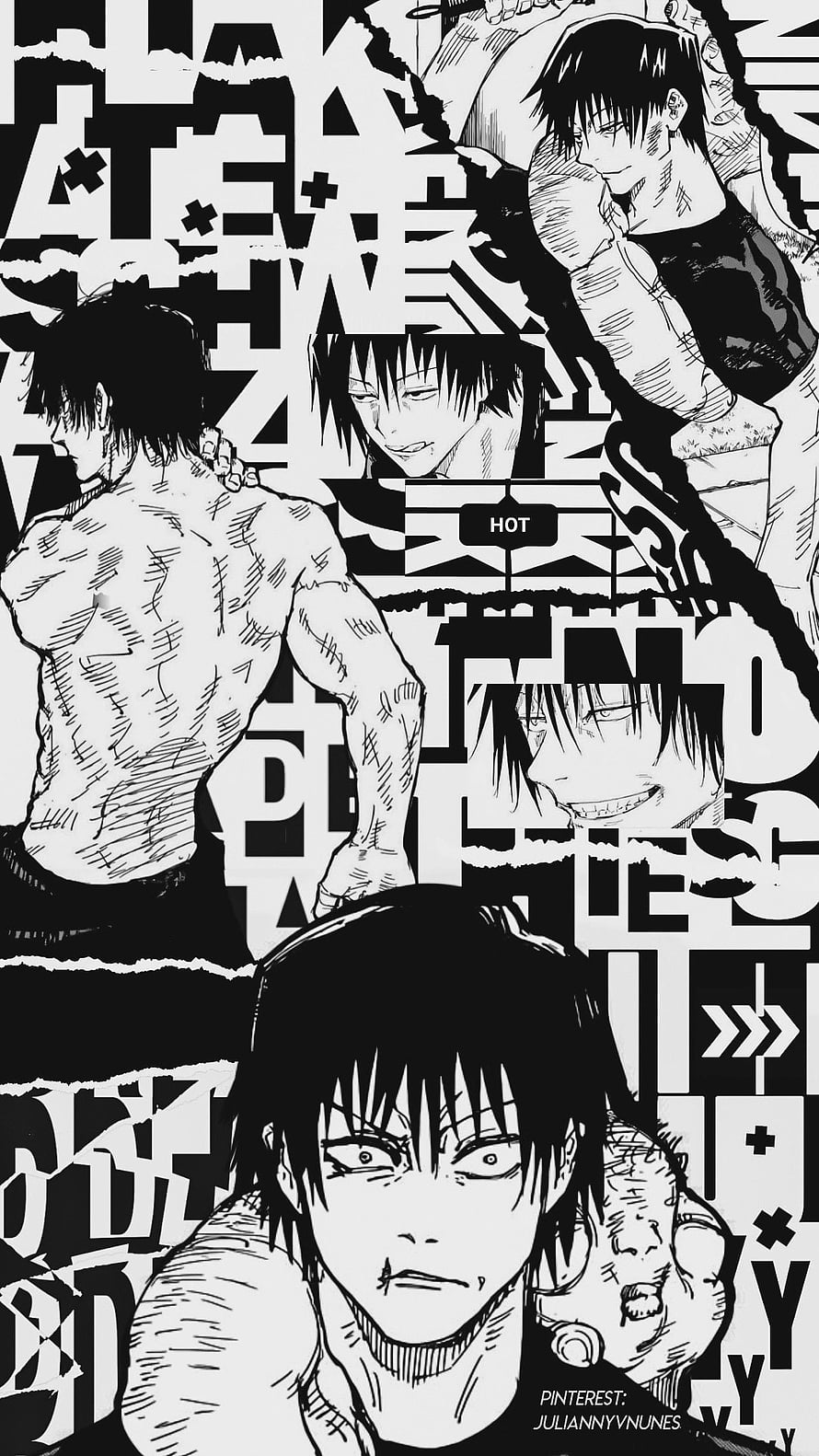 Toji Fushiguro Jujutsu Kaisen Black and White Manga Artwork HD phone wallpaper