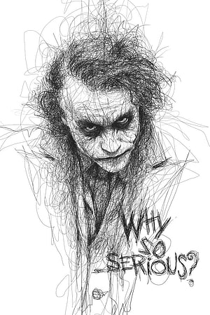 Joker Why So Serious Sketch Portrait in Black and White HD phone wallpaper