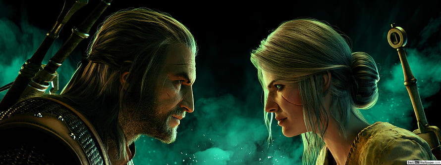 Geralt and Ciri Face to Face in The Witcher 3 Wild Hunt Cinematic Scene HD wallpaper