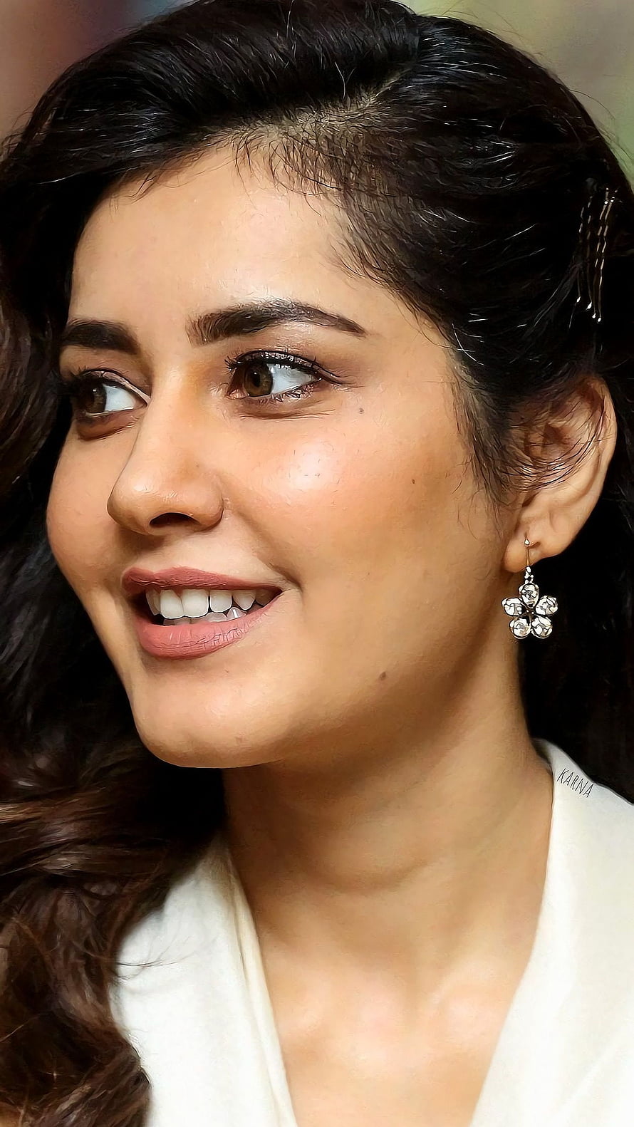 Sajal Aly Beautiful Portrait With Flower Earrings And White Outfit HD phone wallpaper