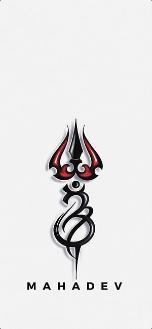 Mahadev Trishul Symbol Wallpaper - Black and Red Trident Design HD phone wallpaper
