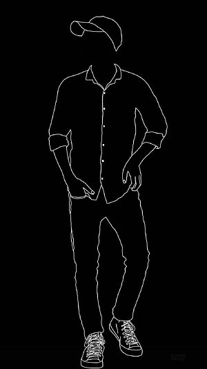 Minimalist White Line Art of a Man in a Button-Down Shirt and Cap on Black Background, Attitude, Victor Attitude HD phone wallpaper