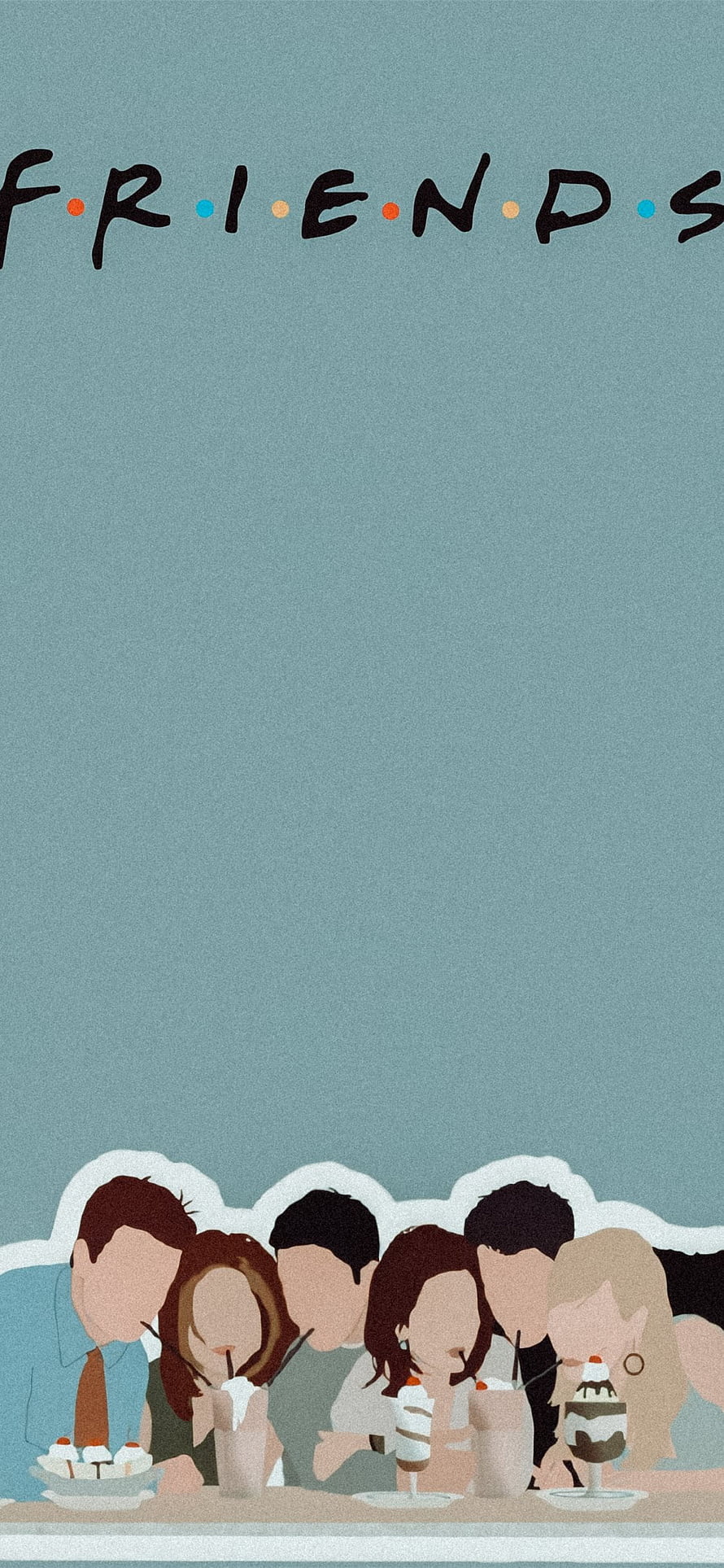 Friends TV Show Minimalist Illustration Wallpaper with Coffee Shop Characters HD phone wallpaper