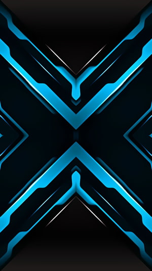 Abstract Geometric X Pattern with Glowing Cyan Neon Lines on Black Background HD phone wallpaper