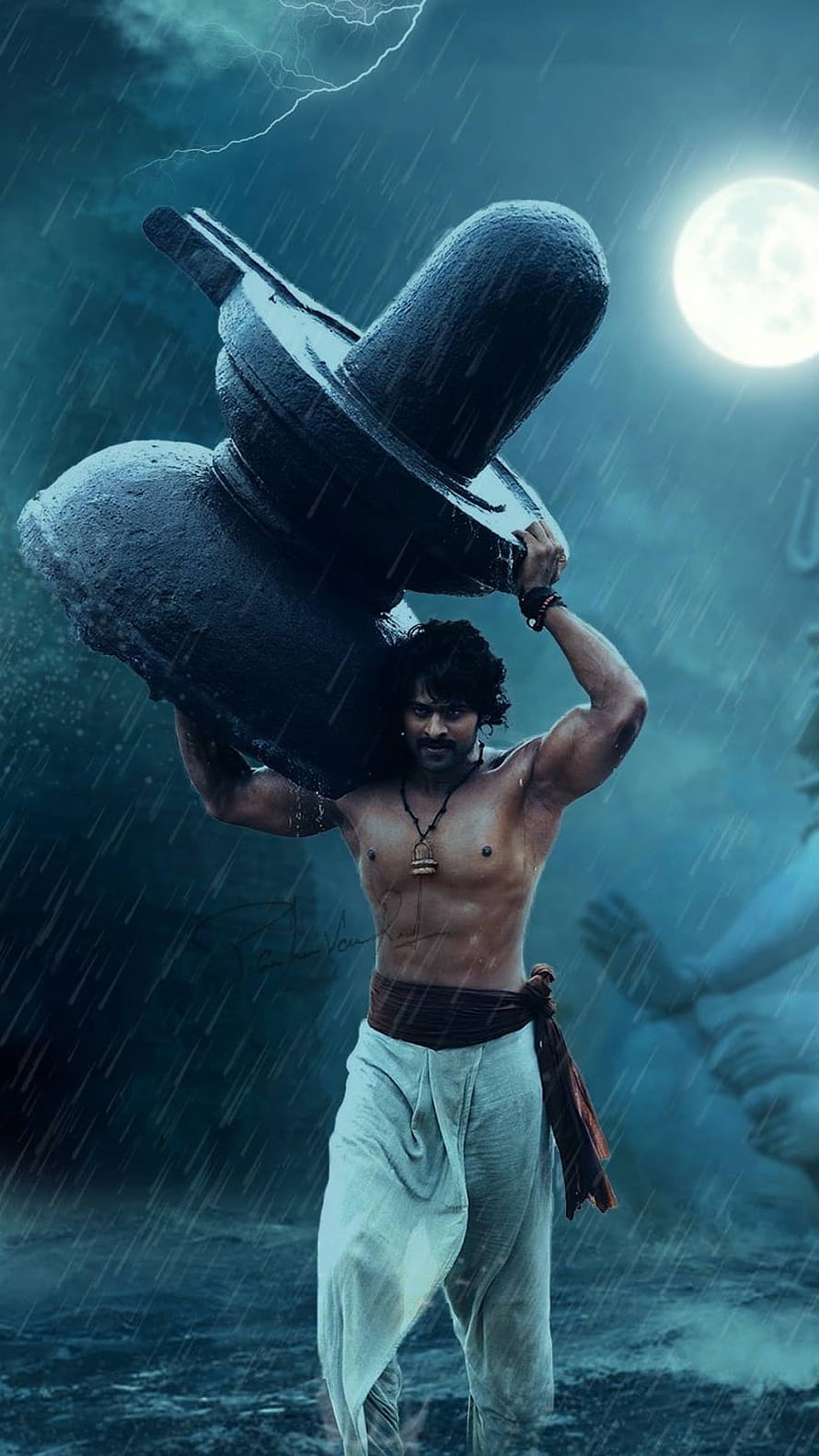 Paawan Singh lifting massive stone weight in heavy rain and thunderstorm HD phone wallpaper