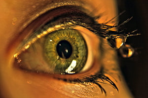 Extreme Macro Photography of a Green Human Eye with a Tear Droplet on the Eyelash, Drops, Macro, Eye, Eyelash, Eyelashes HD wallpaper
