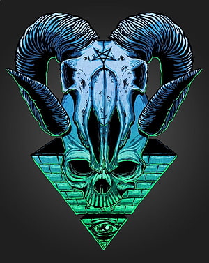Occult Ram Skull and All-Seeing Eye Pyramid Tattoo Design HD phone wallpaper