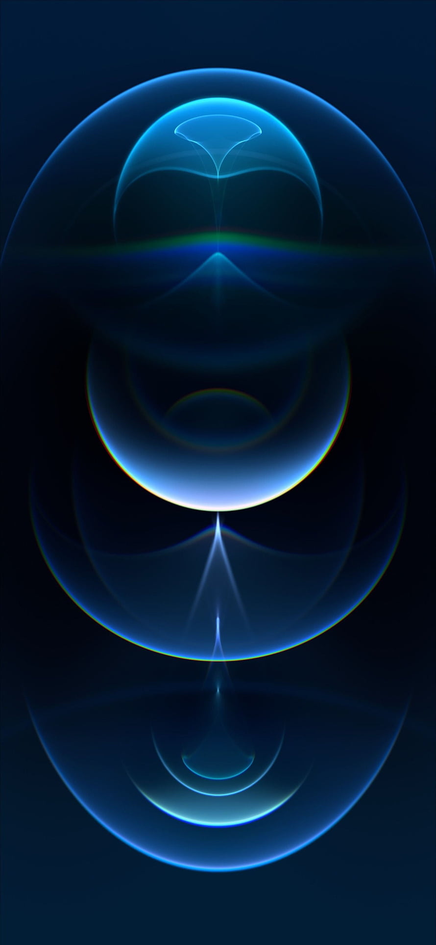 Abstract Blue Orb With Iridescent Rings And Glowing Light Flares HD phone wallpaper