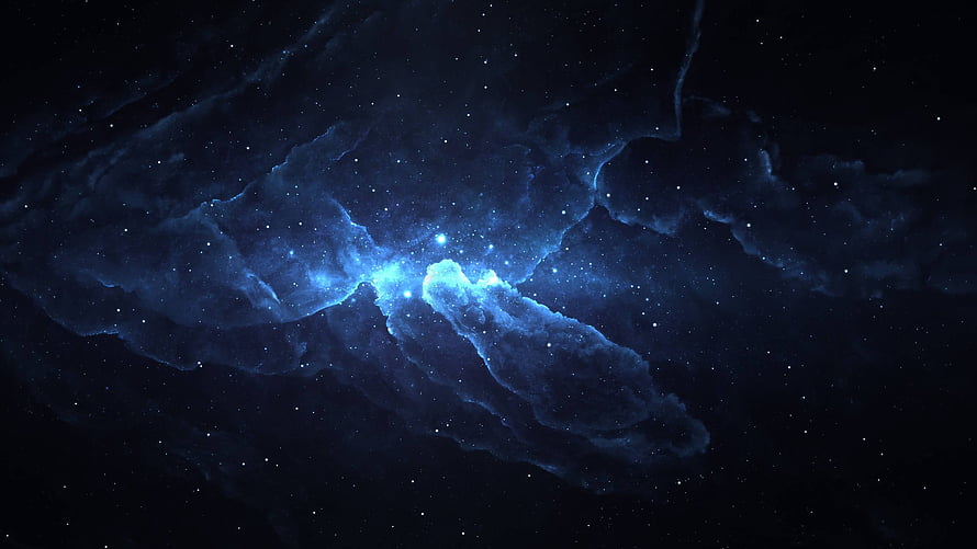 Mystical Blue Nebula and Starry Night Sky Space Wallpaper HD wallpaper