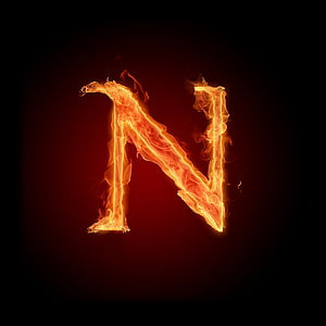 Burning Letter N Alphabet Fire Typography Wallpaper HD phone wallpaper