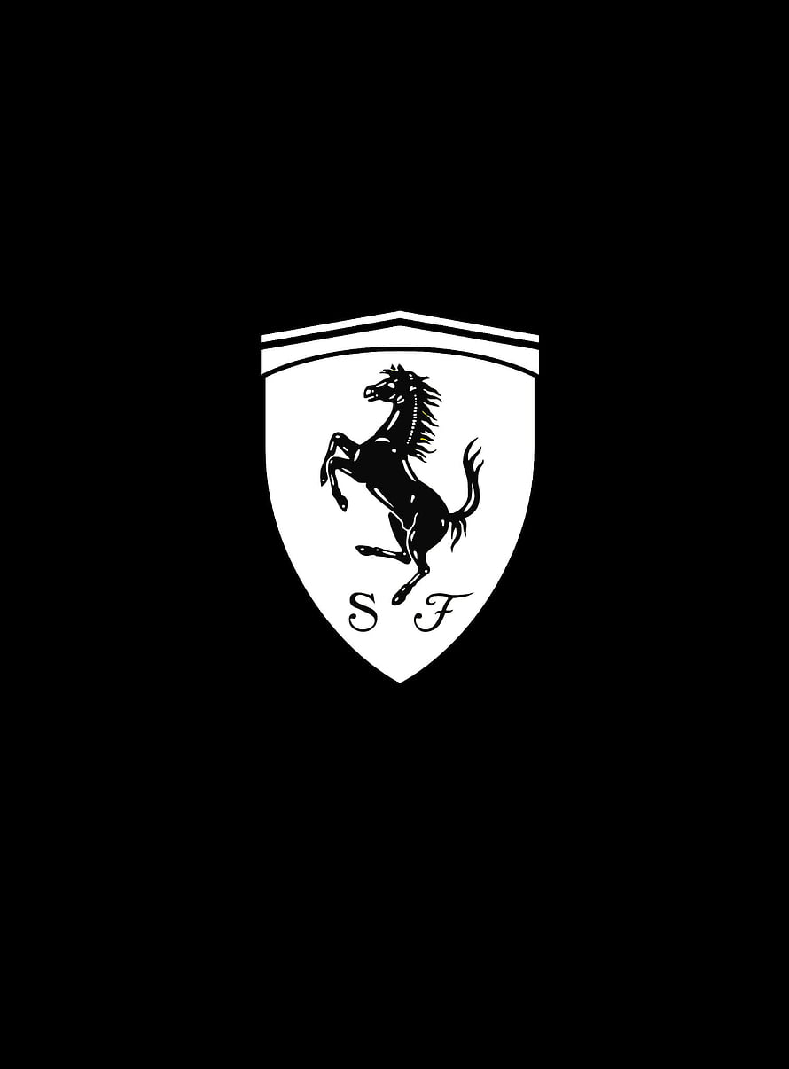 Scuderia Ferrari Prancing Horse Emblem on Black Background HD phone wallpaper