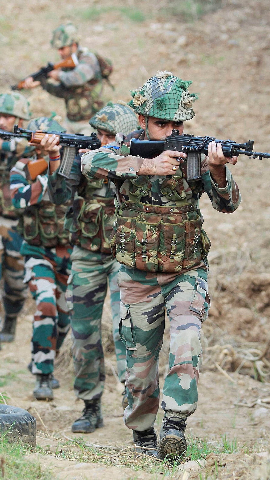 Indian Army Soldiers in Camouflage Uniforms Conducting Live Fire Training Exercise HD phone wallpaper
