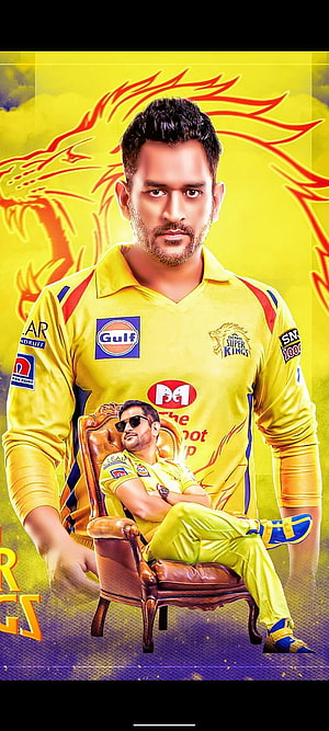 Chennai Super Kings Cricket Team Wallpaper Featuring MS Dhoni in Yellow Jersey HD phone wallpaper