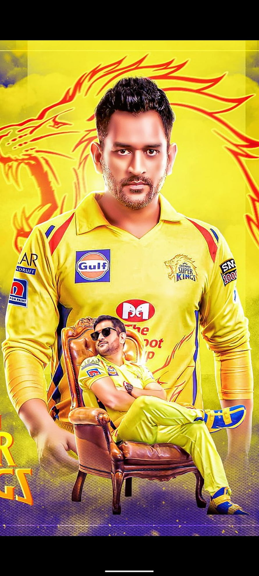 Chennai Super Kings Cricket Team Wallpaper Featuring MS Dhoni in Yellow Jersey HD phone wallpaper