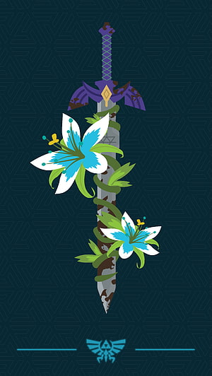 The Legend of Zelda Master Sword with Lilies and Triforce Emblem HD phone wallpaper