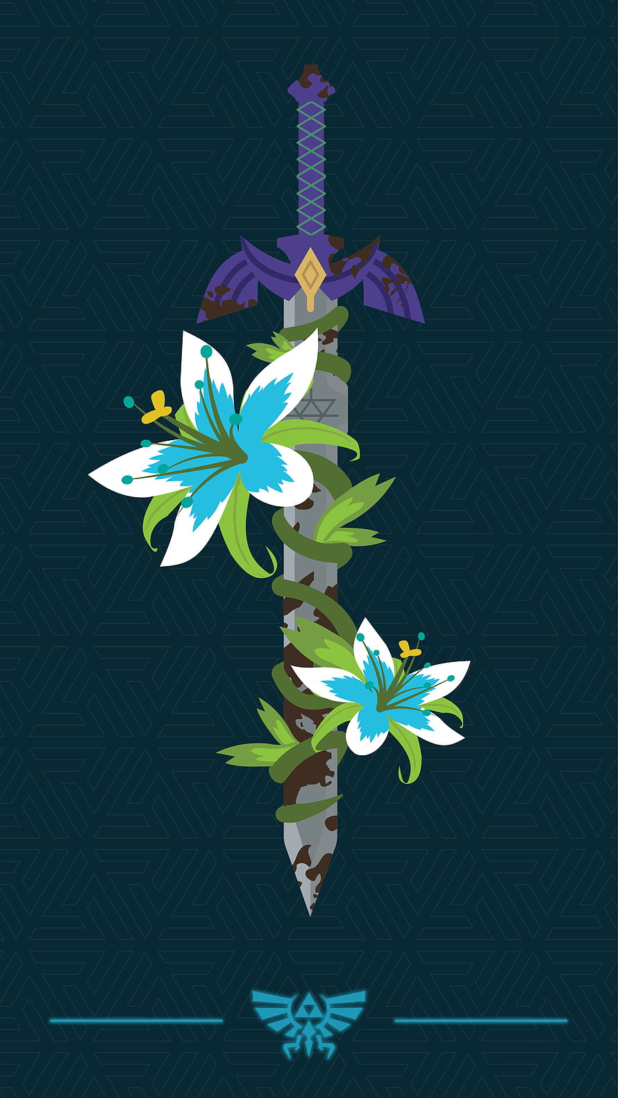 The Legend of Zelda Master Sword with Lilies and Triforce Emblem HD phone wallpaper