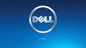 Dell Technologies Silver Logo on Blue Gradient Background HD wallpaper