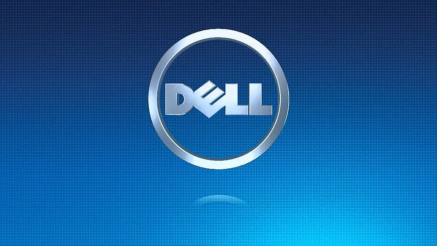 Dell Technologies Silver Logo on Blue Gradient Background HD wallpaper