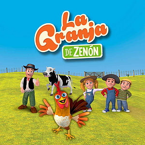La Granja de Zenon animated farm characters group on green grass HD phone wallpaper