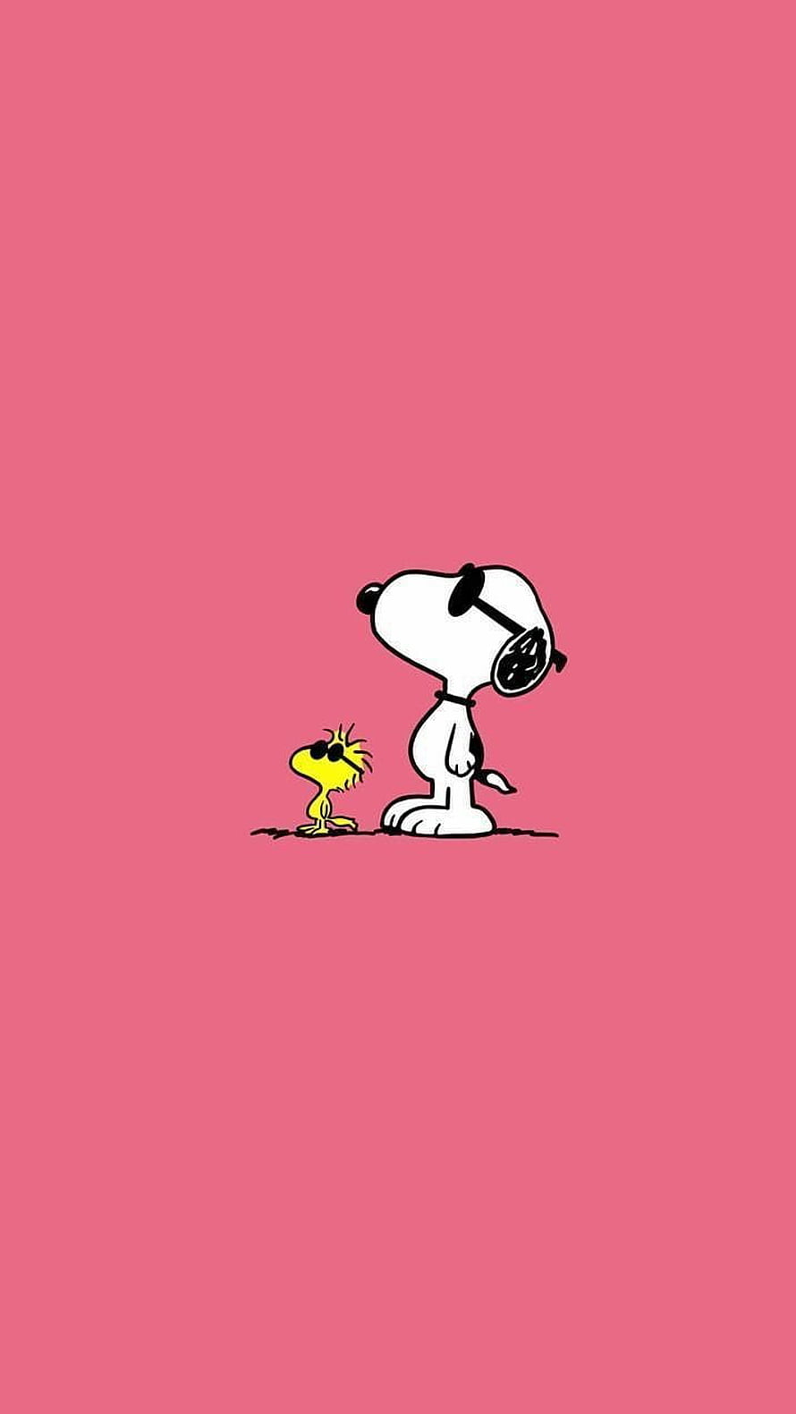 Snoopy and Woodstock Wearing Sunglasses on a Pink Background HD phone wallpaper