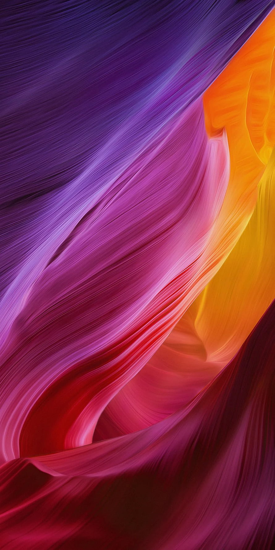 Vibrant Antelope Canyon Slot Canyon with Flowing Sandstone Walls in Purple, Pink, and Orange HD phone wallpaper