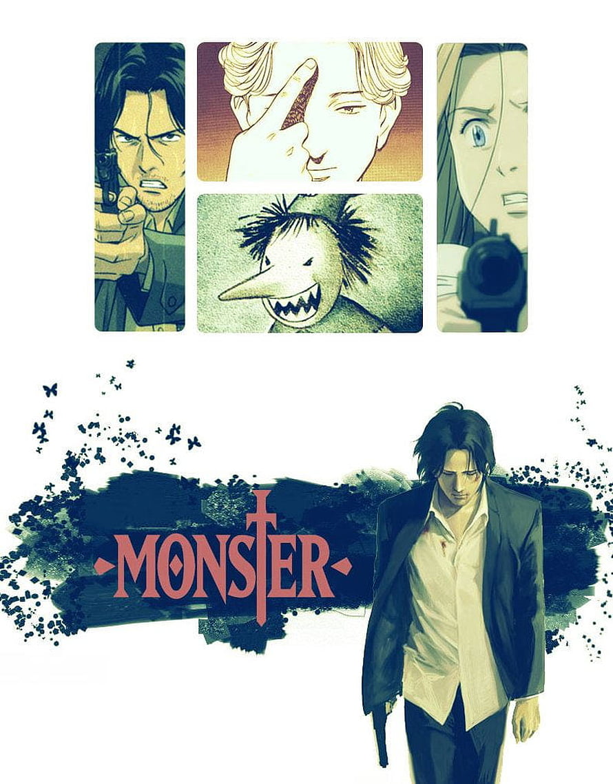 Monster Anime Poster Featuring Kenzou and Character Portraits HD phone wallpaper