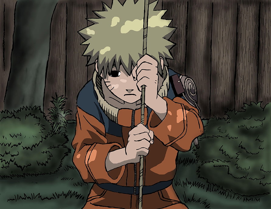 Naruto Uzumaki Standing in Forest with Staff Anime Wallpaper HD wallpaper