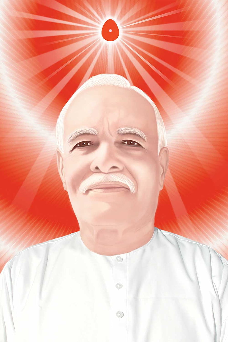 Brahma Baba Spiritual Portrait with Radiant Sunburst Background HD phone wallpaper