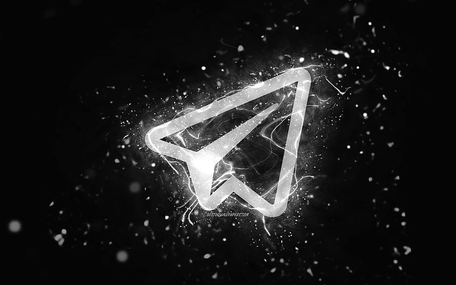 Glowing Telegram Paper Plane Logo with Neon Light Effects on Dark Background HD wallpaper