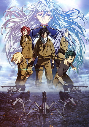 86 Eighty Six Anime Key Visual Featuring Characters and Combat Drones on a Battlefield HD phone wallpaper