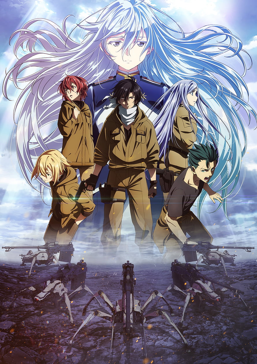 86 Eighty Six Anime Key Visual Featuring Characters and Combat Drones on a Battlefield HD phone wallpaper