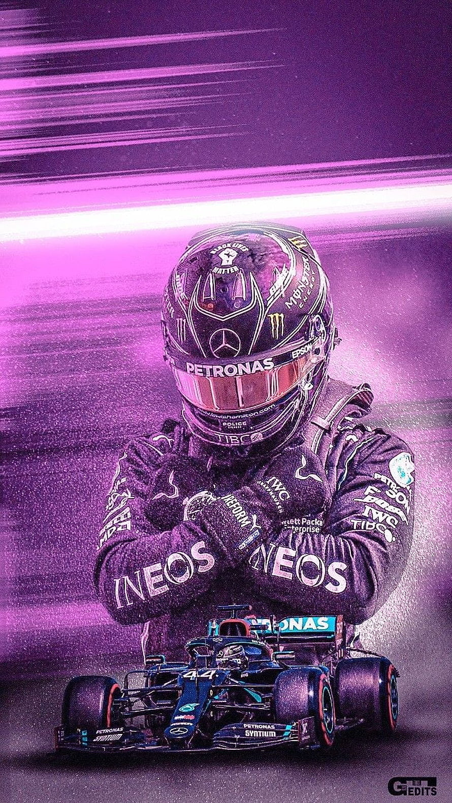 Lewis Hamilton in Mercedes F1 Racing Suit with Petronas and INEOS Sponsorship HD phone wallpaper