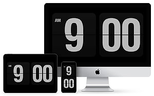 Fliqlo Flip Clock Display on Apple iMac iPad and iPhone Minimalist Black and White Wallpaper HD wallpaper