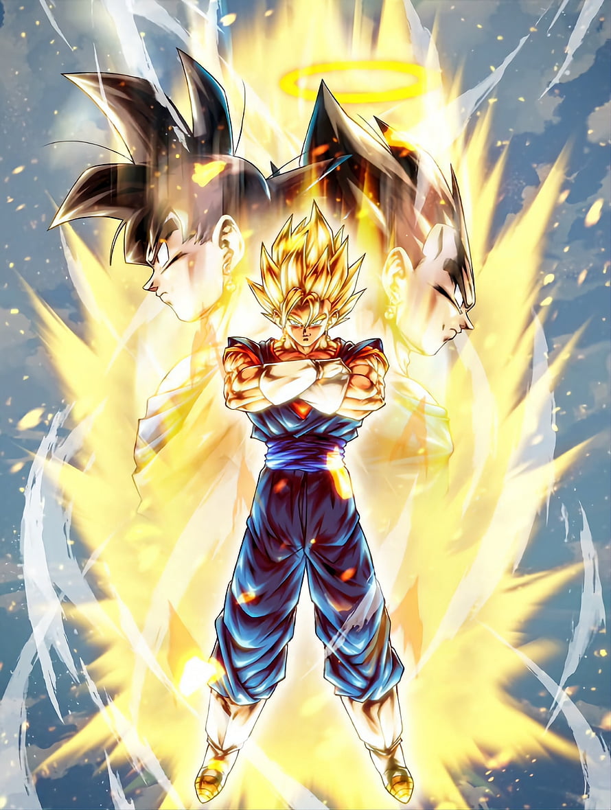 Gogeta Super Saiyan God SS Fusion with Goku and Vegeta Aura Background HD phone wallpaper