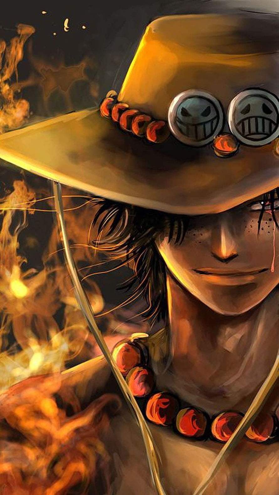 Portgas D. Ace in Straw Hat with Fire and Smoke from One Piece HD phone wallpaper