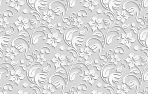 Elegant White Paper Cut Floral Pattern with Delicate 3D Texture and Ornate Vines HD wallpaper