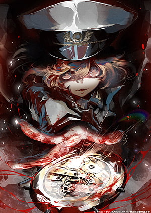 Tanya the Evil Anime Illustration with Military Uniform and Mechanical Clock HD phone wallpaper