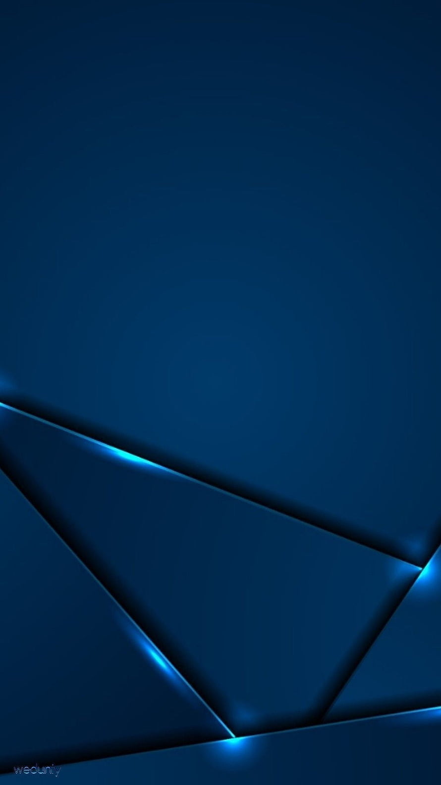 Dark Blue Geometric Abstract Wallpaper with Glowing Neon Edges and Minimalist Triangular Design HD phone wallpaper