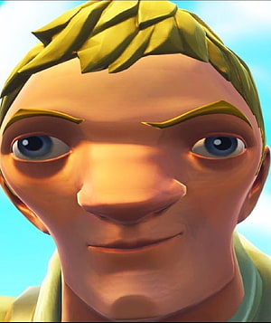 Fortnite Default Character Close-Up Portrait with Stylized 3D Render and Blue Sky Background HD phone wallpaper